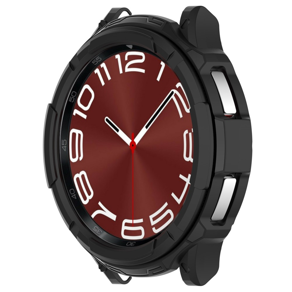 Samsung Galaxy Watch 6 Classic (43mm) Gummi Hülle Bumper mit Lünettenring - Schwarz