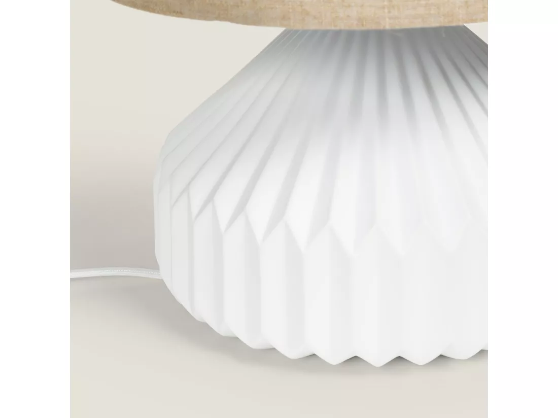 Lampe à Poser Porcelaine et Tissu Monduver Blanc