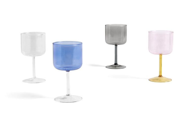 Hay Tint wijnglas set van 2 geel/roze
