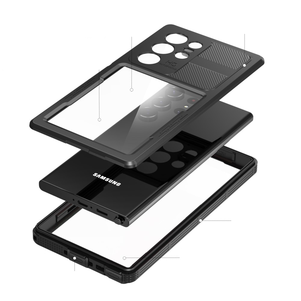 Samsung Galaxy S23 Ultra 5G Wasserfeste Outdoor Schutz Hülle (IP68) - Blau / Transparent