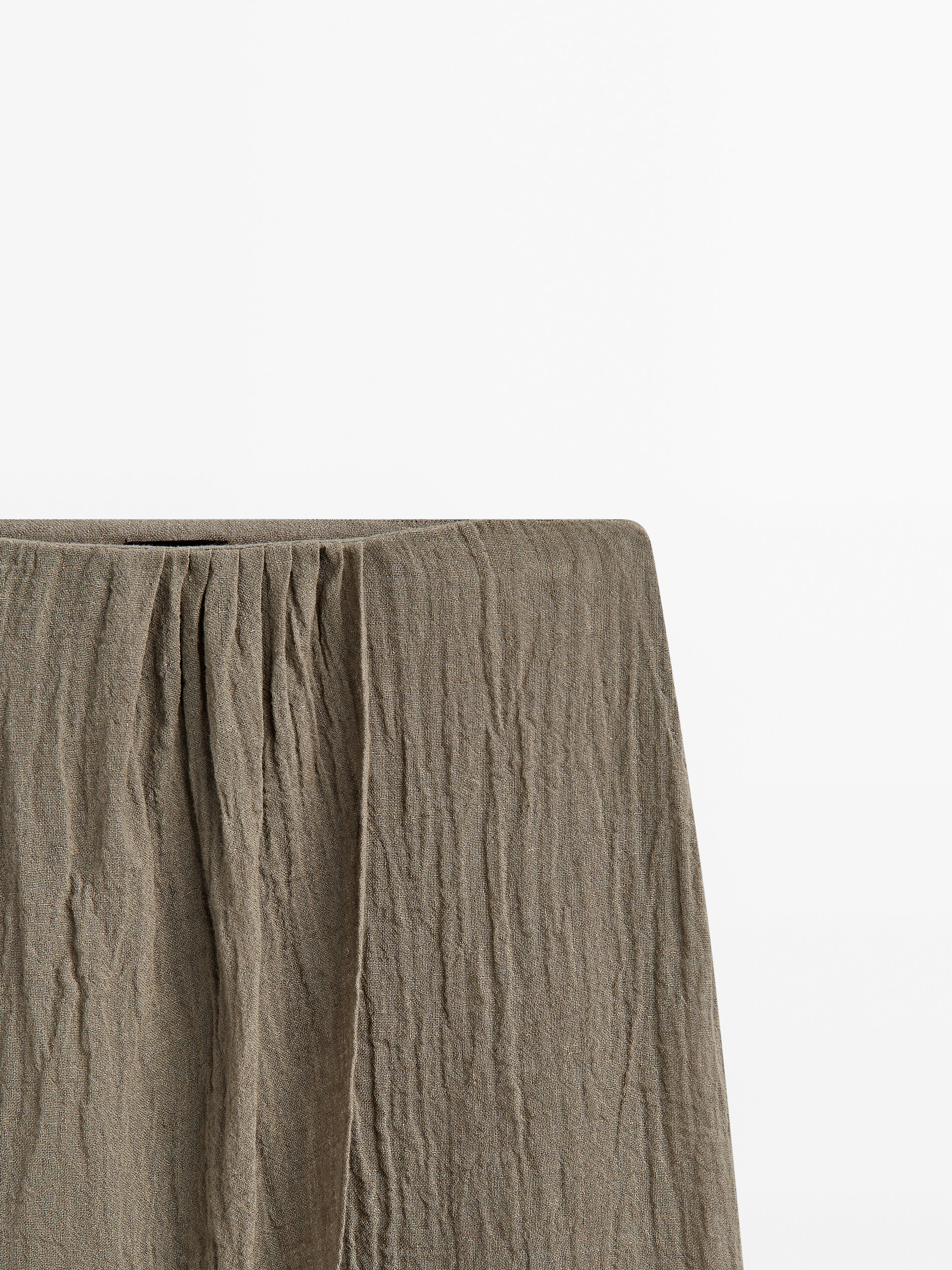 Saia midi de linho com acabamento em relevo - Stone
