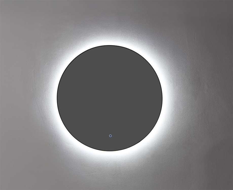 Lambini Designs Rodo ronde spiegel 80cm met spiegelverwarming en indirecte dimbare verlichting zwart mat