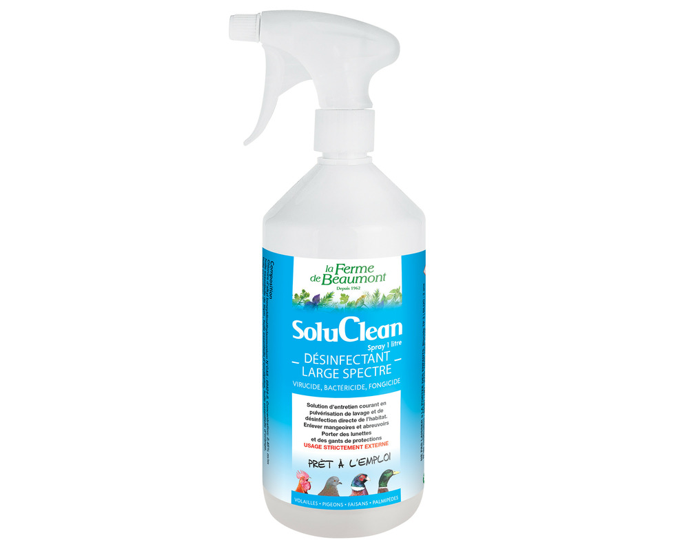 Soluclean spray 1 litre • désinfectant naturel poulailler