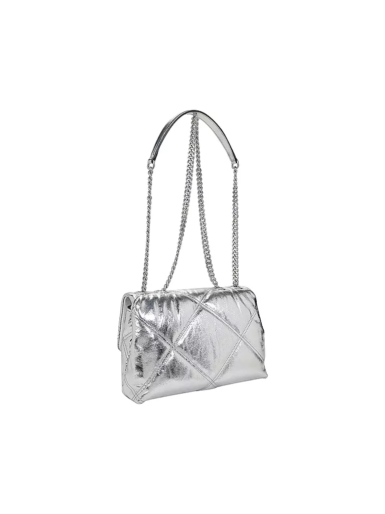 TORY BURCH Ledertasche - Umhängetasche KIRA Small silber