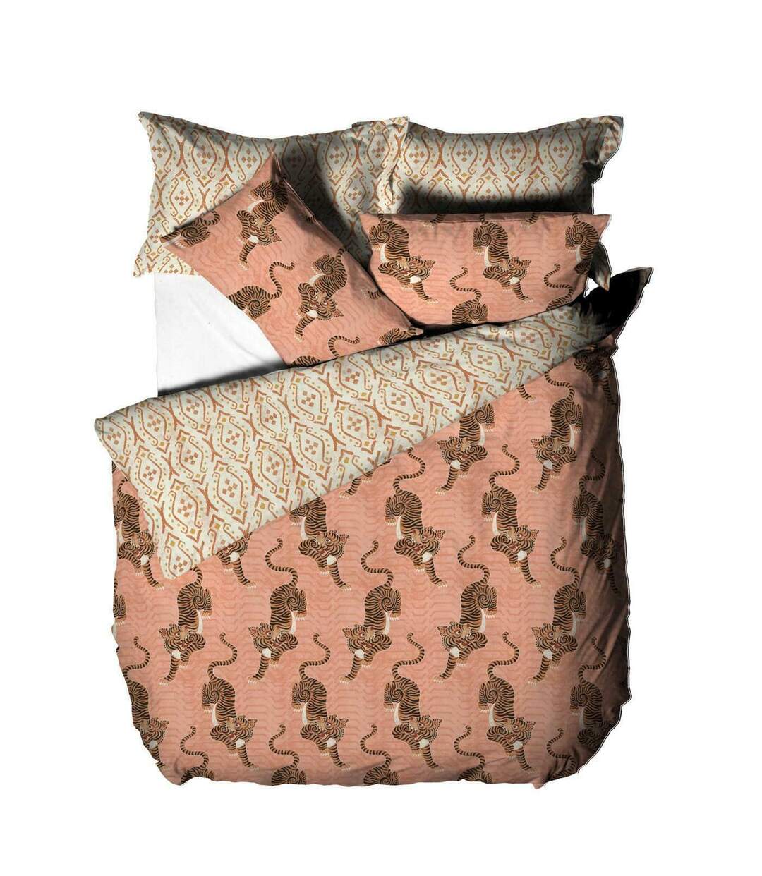 Furn - Parure de lit TIBETAN TIGER (Corail) - UTRV2140