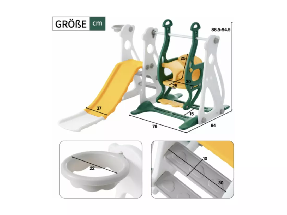 Toboggan avec balançoire pour enfants, 4 en 1