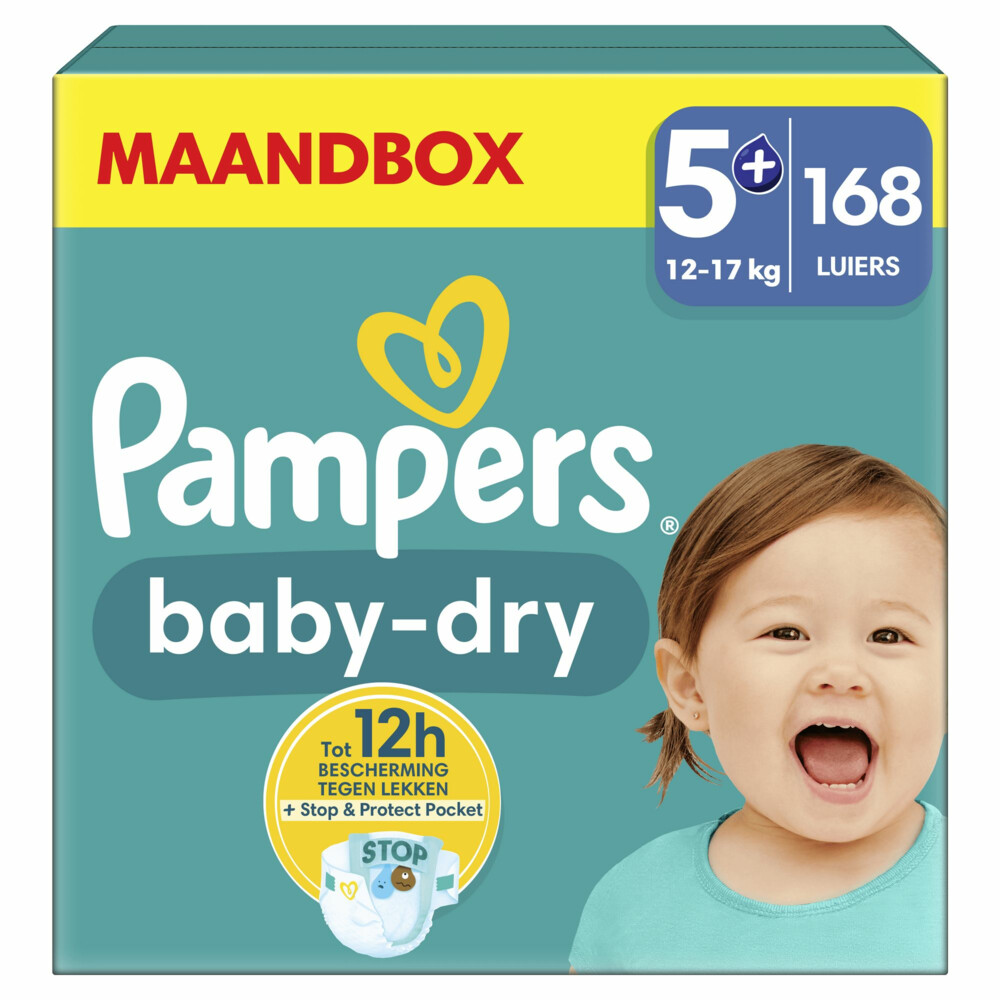 Pampers Baby Dry Luiers Maat 5+ (12-17 kg)168 stuks