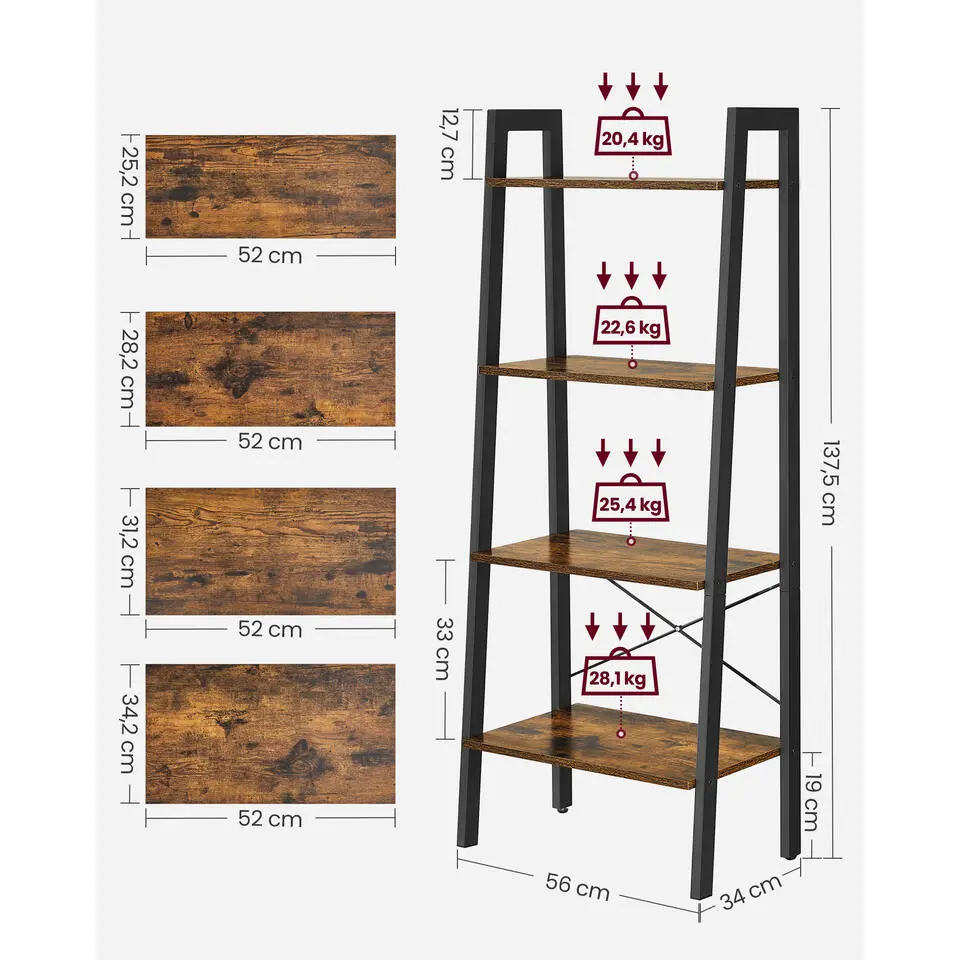 Boekenkast - Vintage Kast - 137,5 x 56 x 34 CM