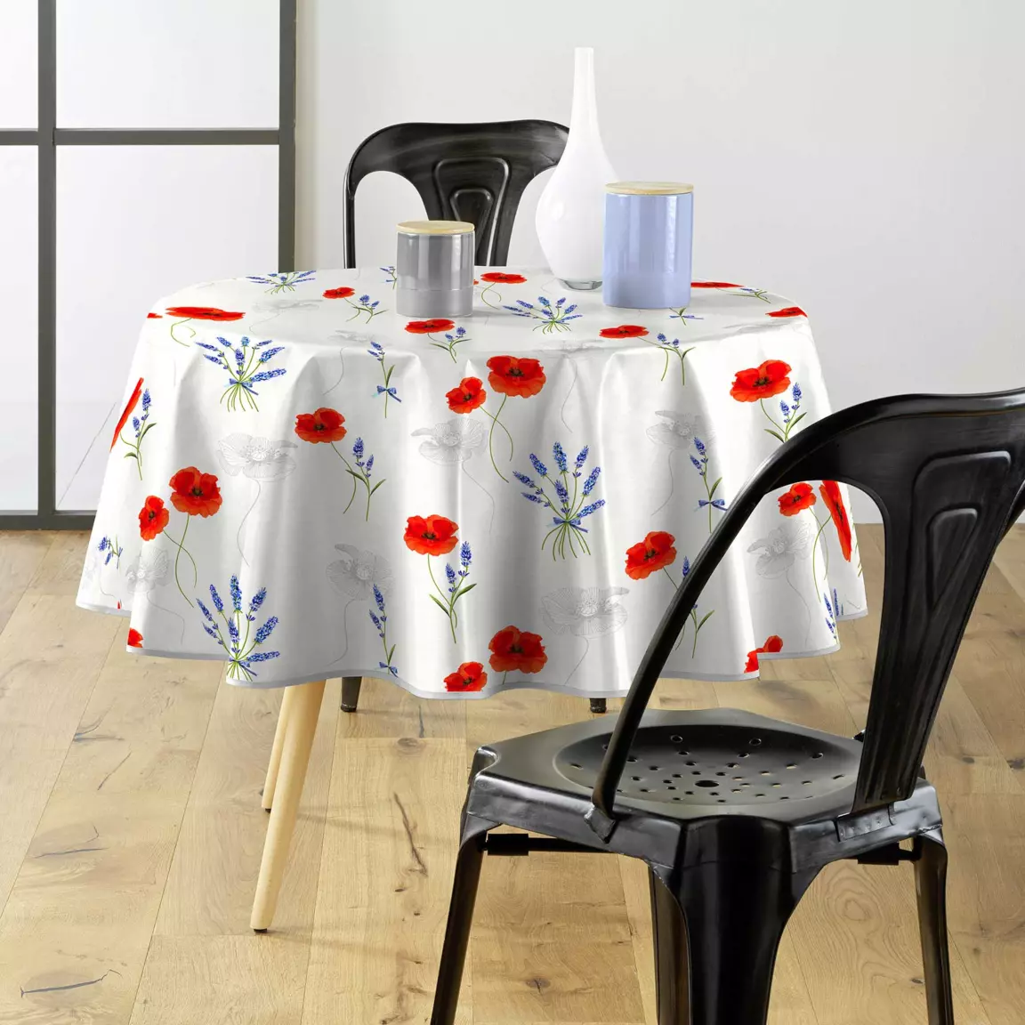 Nappe ronde tissu PVC (D160 cm) Sisteron Rouge