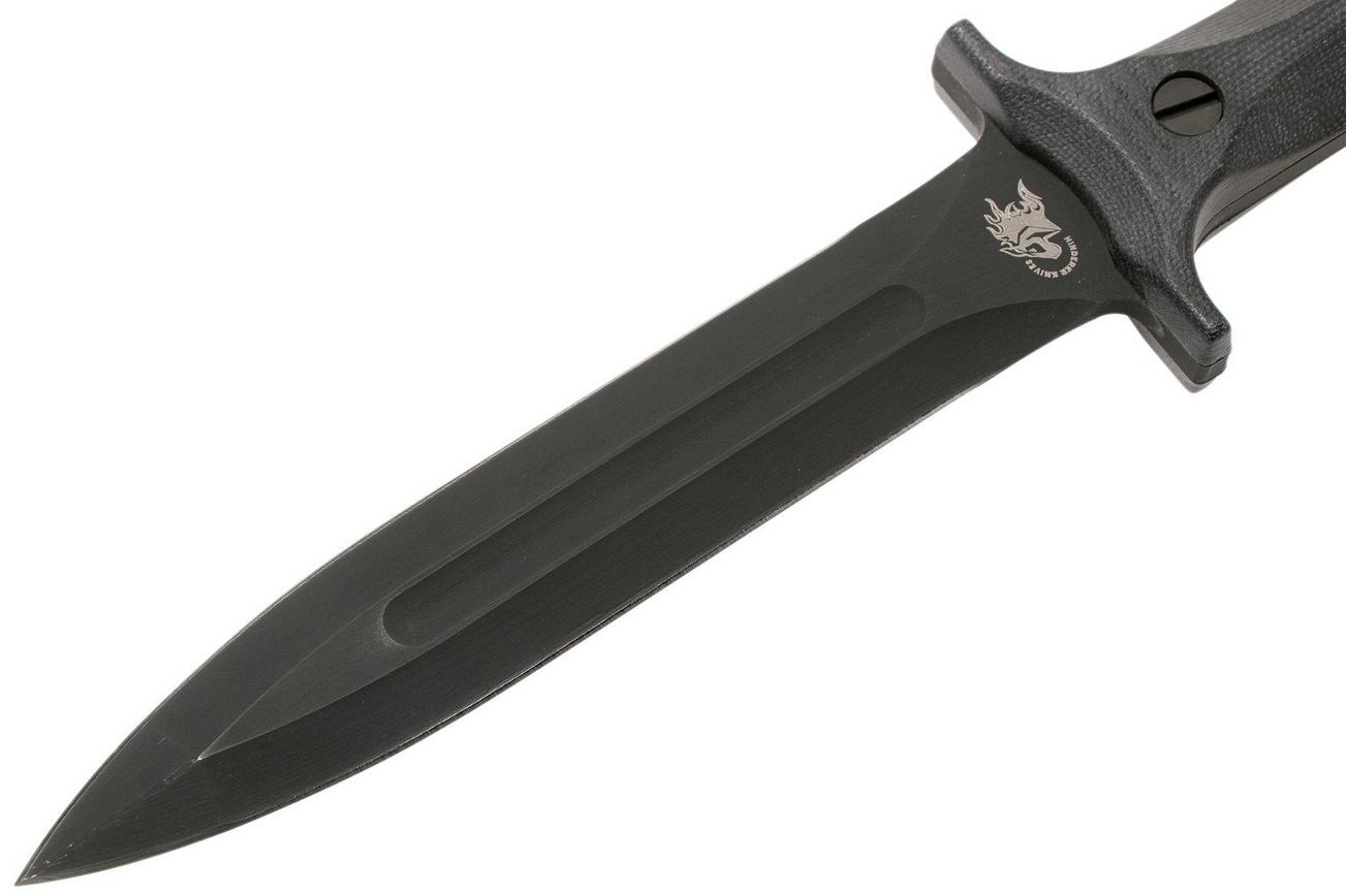 Rick Hinderer EK Dagger O1 Parkerized, Black Micarta commando dolkmes