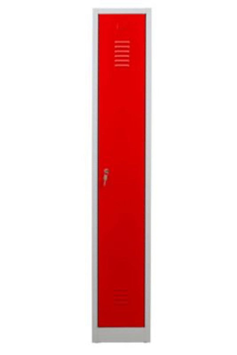 PROREGAL Garderobekast Camel 1 Compartiment HxBxD 180 x 30 x 50 cm Cilinderslot Grijs-Rood
