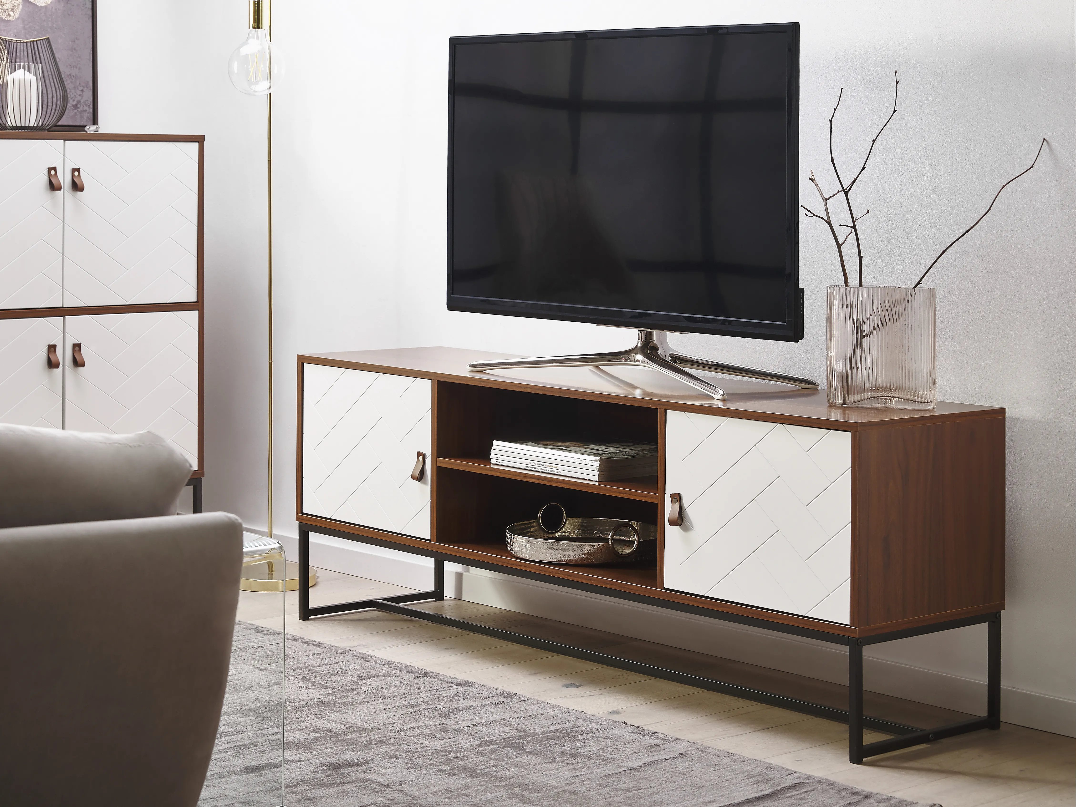 TV-meubel NUEVA Donkerbruin/wit