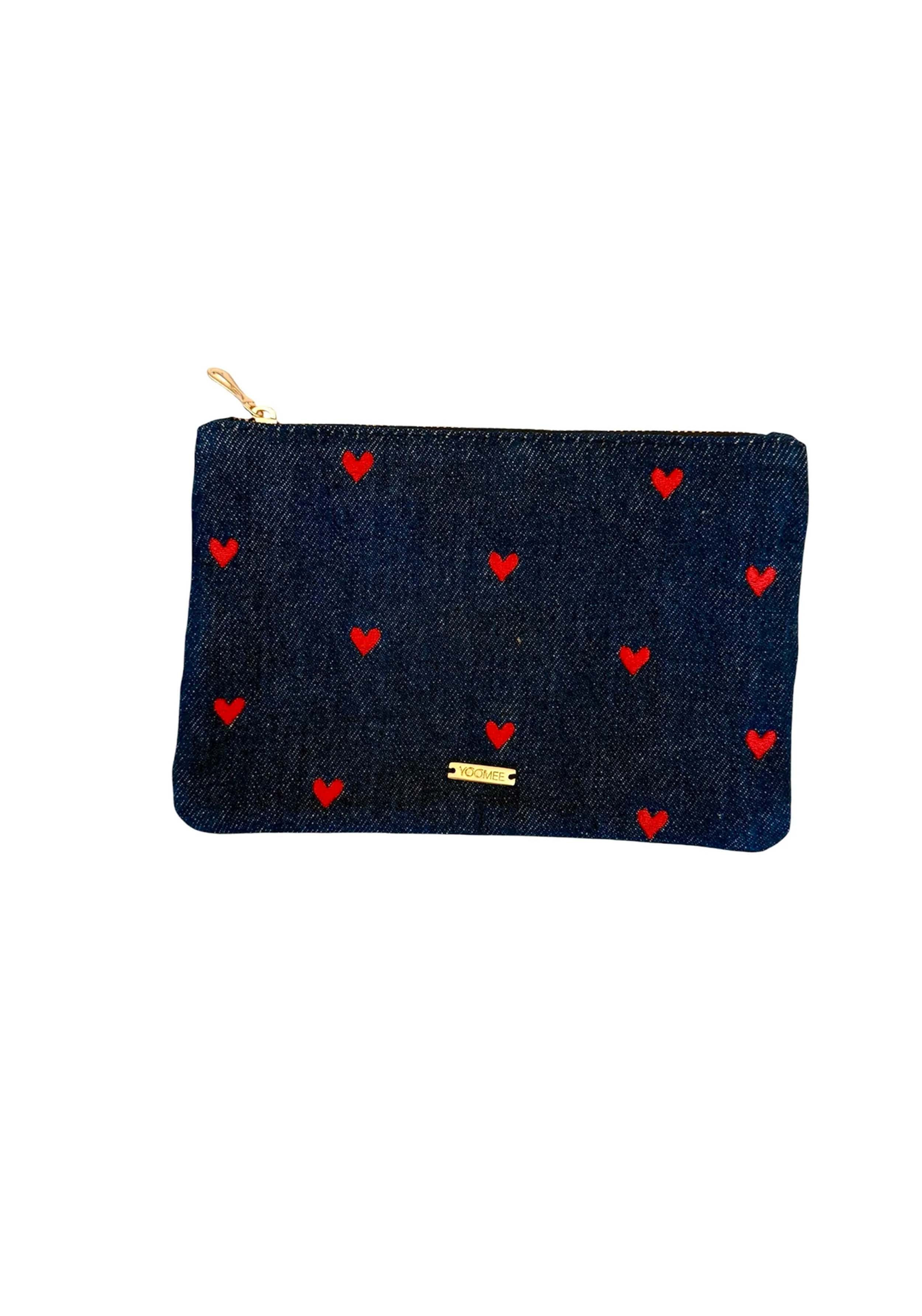 YOOMEE Beutel Mouhim Mini Pouch Denim Hearts