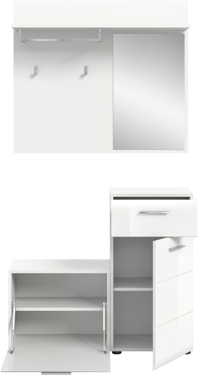 INOSIGN Garderoben-Set »FLORENZ, 3tlg., best. aus: Garderobenspiegelpaneel, Sitzbank & Kommode«