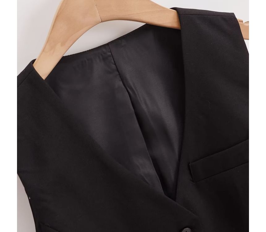 JOWI - V-hals effen knoopvest