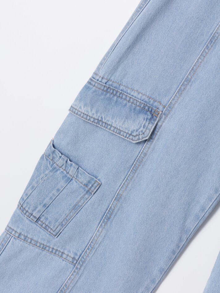 Calça cargo - Azul índigo claro