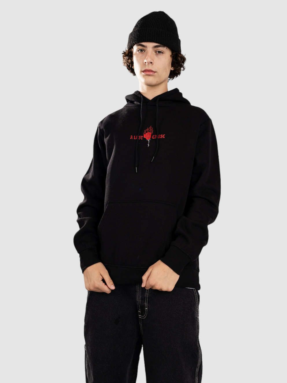 A Lost Cause Burning Rose Hoodie black