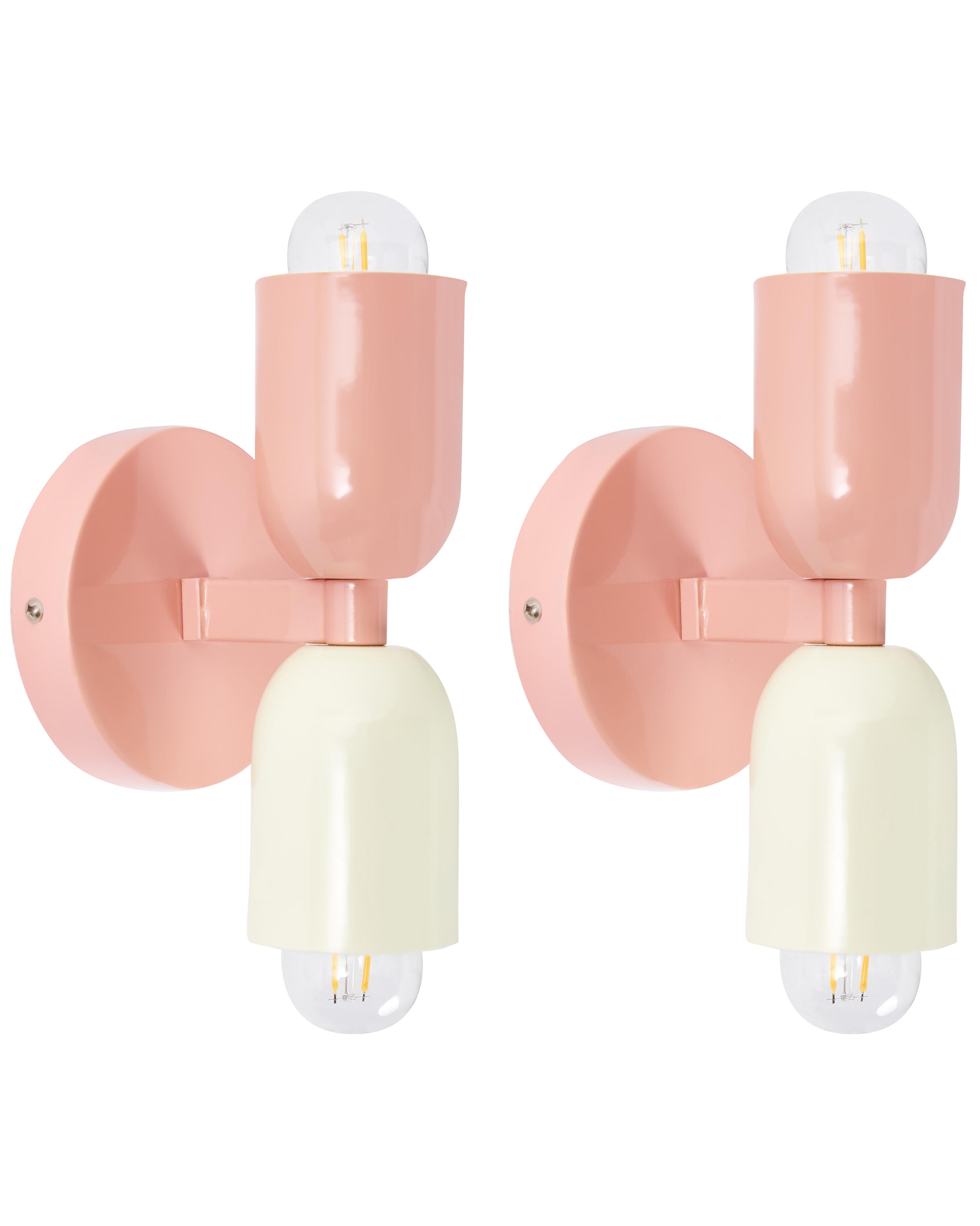 Set van 2 wandlampen TOPI Metaal Pastelroze