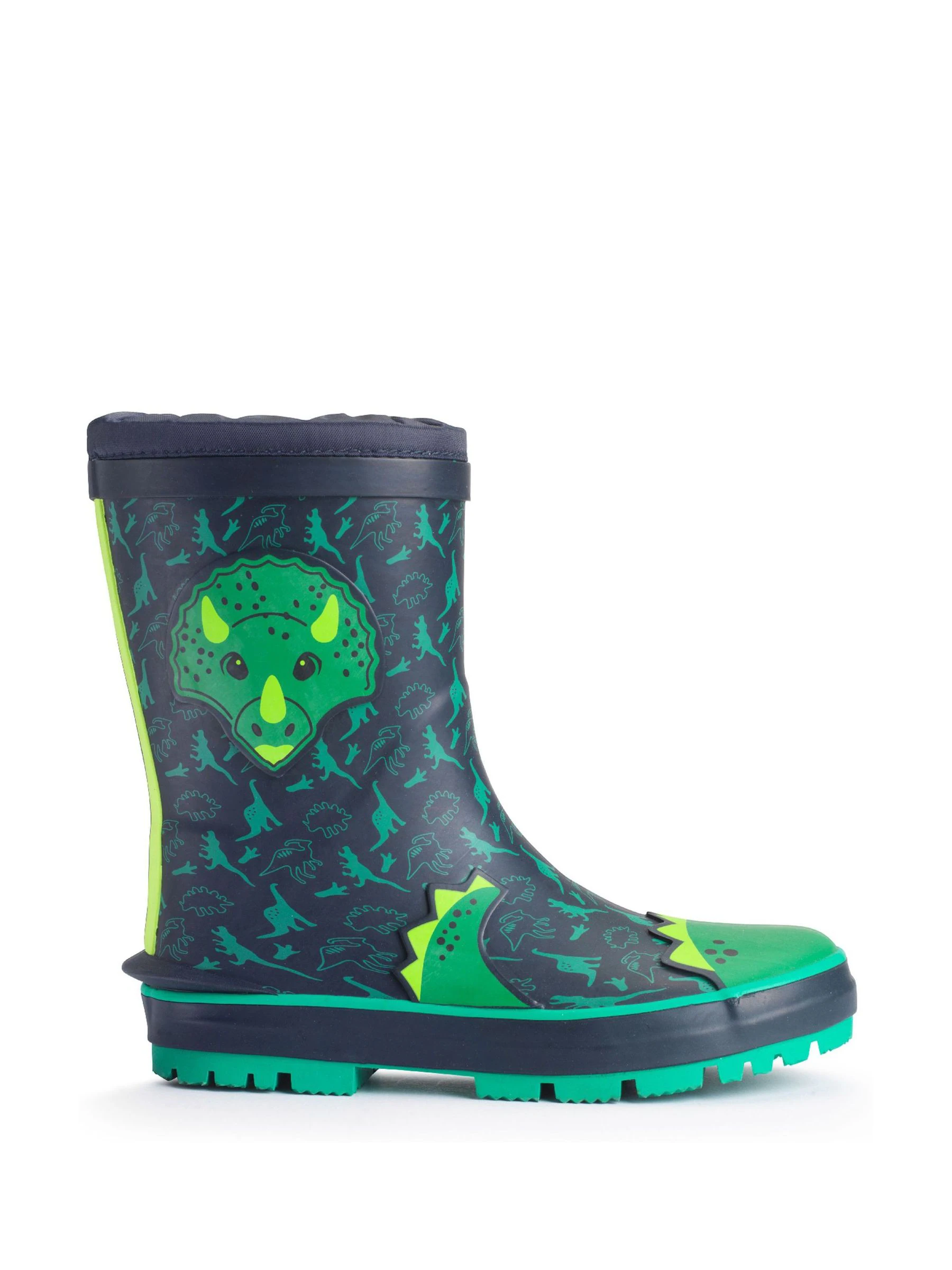 Groen - Start Rite - Little Puddle - Regenlaarzen met dinosaurus en gestrikte bovenkant