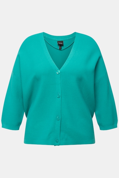 Strickjacke, Linksstrick, Oversized, V-Ausschnitt