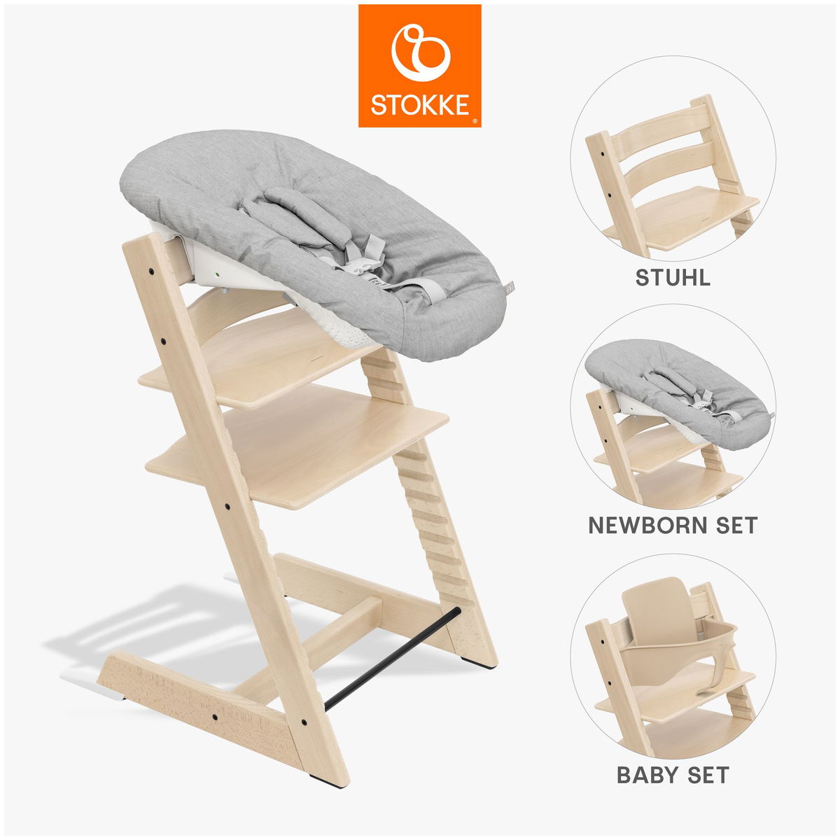 STOKKESTOKKE   Tripp Trapp Bundle Newborn Baby Set natur/grey