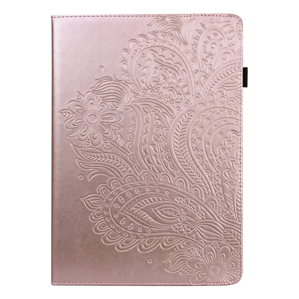 iPad Mini 7 (2024) / Mini 6 (2021) Leder Tasche Flip Cover Blumen Mandala Imprint - Roségold