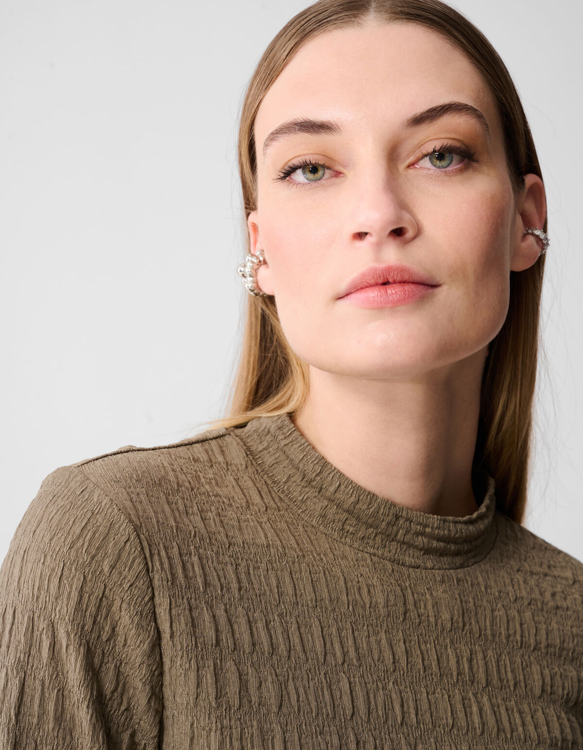 Structuur Longsleeve Top Khaki