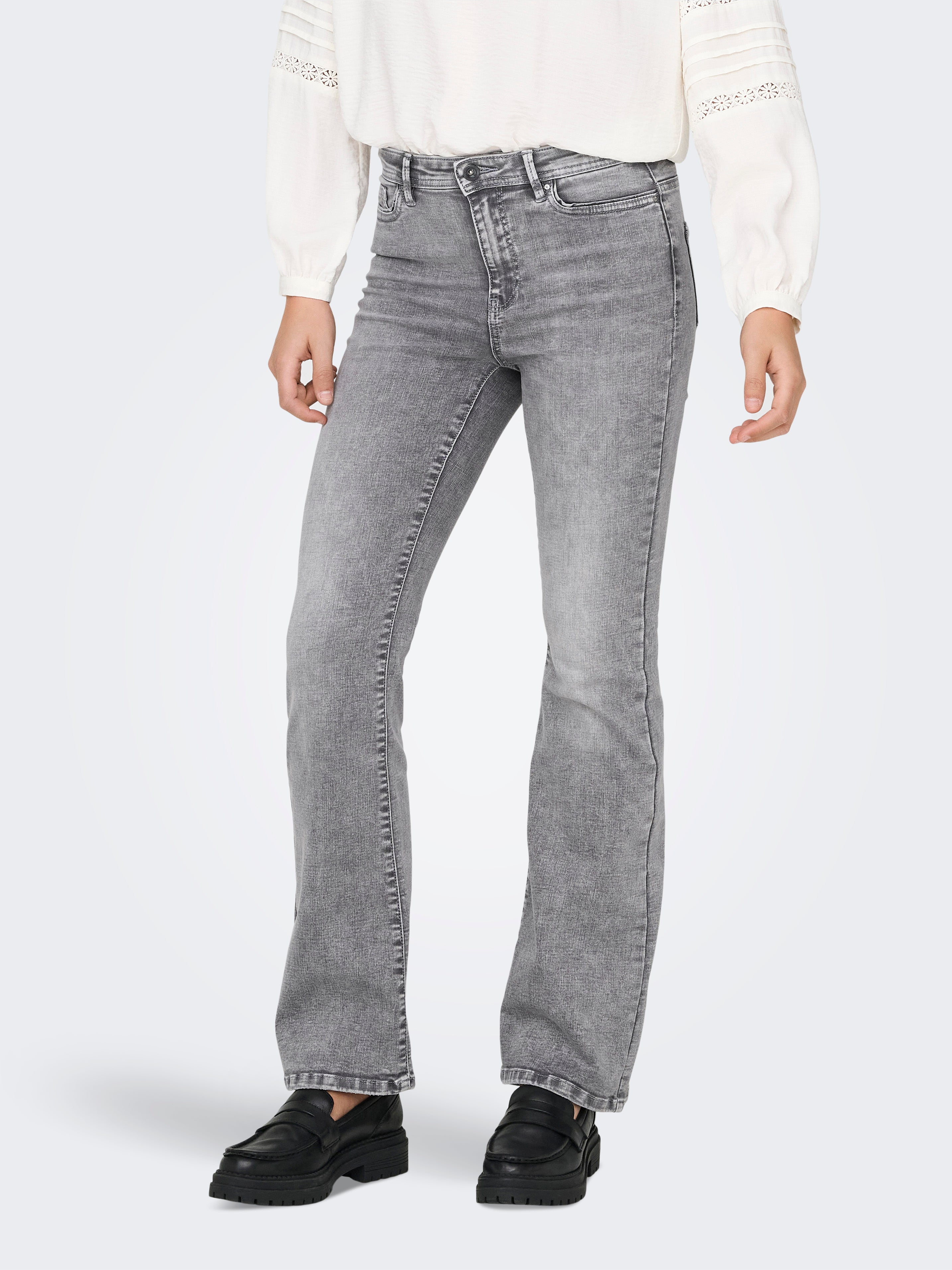 ONLWAUW Hohe Taille Ausgestellt Jeans Medium Grey Denim