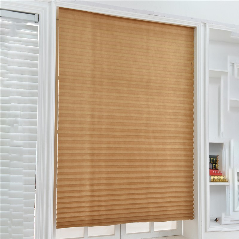 (60x150cm) Selbstklebender Stoff Faltrollo Deko Jalousie Sichtschutz Plissee - Braun