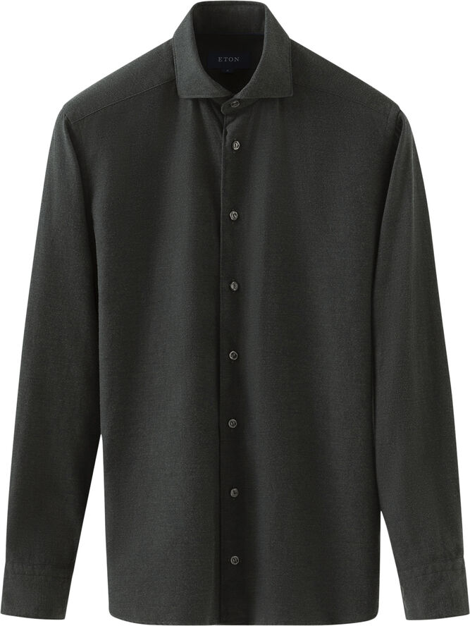 ETON Slim Fit Dark Green Flannel Shirt Grøn