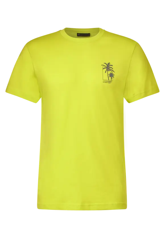 T-Shirt mit Brustprint - acid yellow