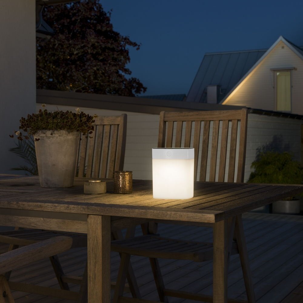 Weerbestendige terras- en balkonlamp Assis, IP44, wit, vierkant