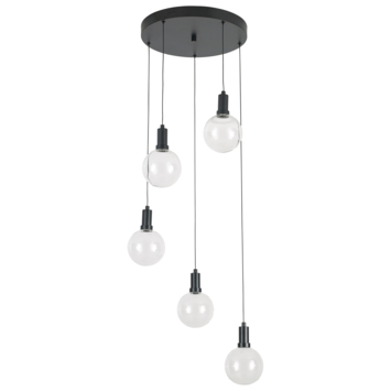 Hanglamp Yves 5-lichts zwart Ø44cm