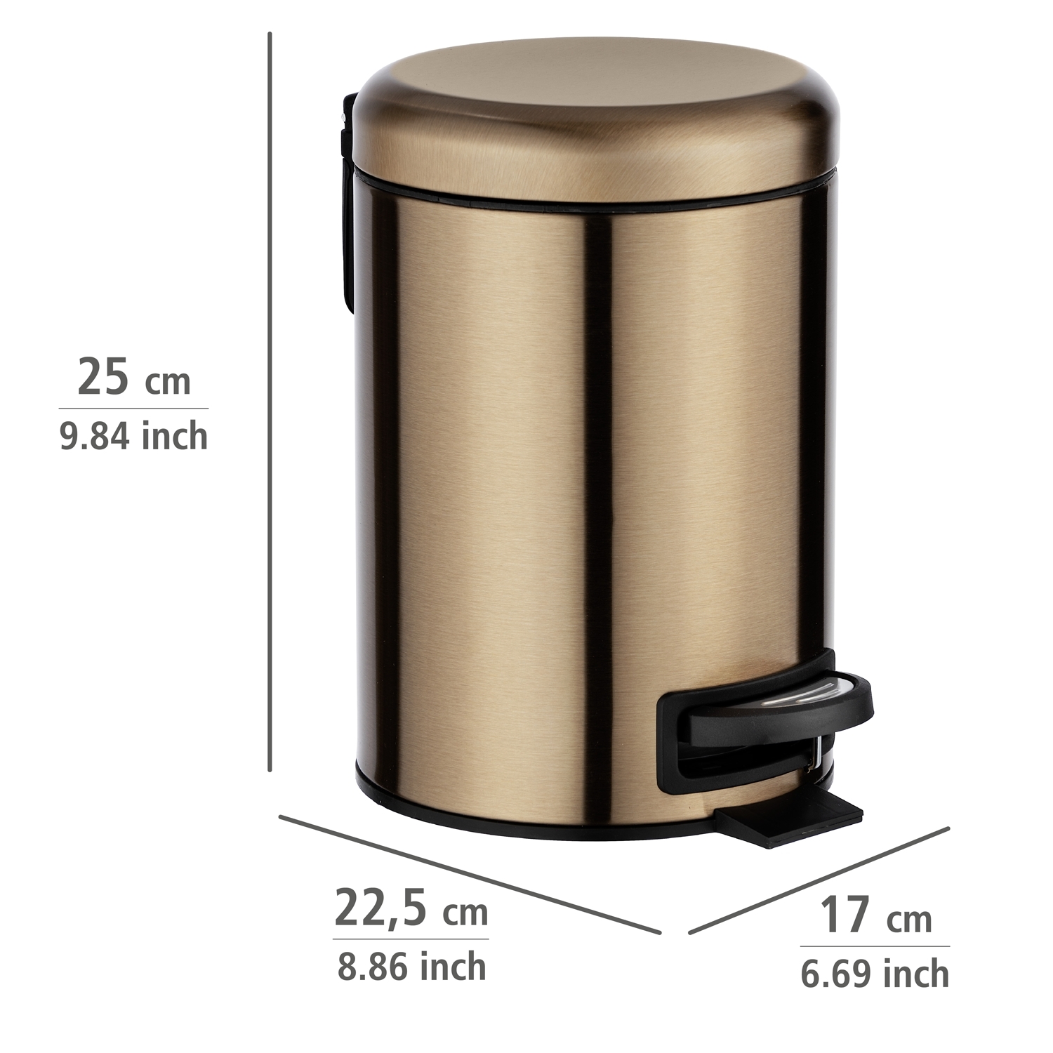 Wenko Leman afvalemmer 3 liter RVS koper