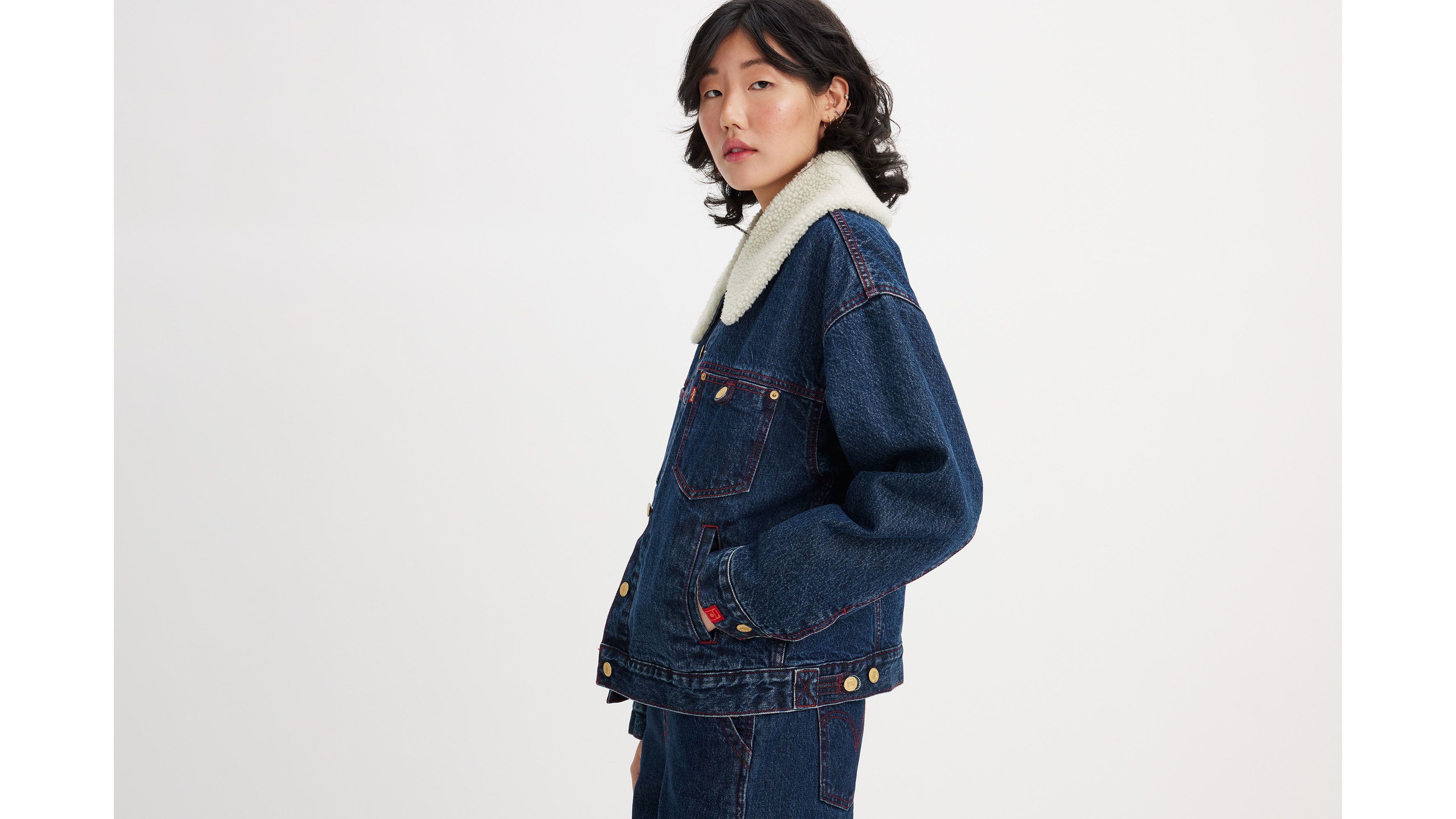 Veste Sherpa Trucker ’90 Levi's® Lunar New Year - Cny Work Sherpa Rinse - Bleu