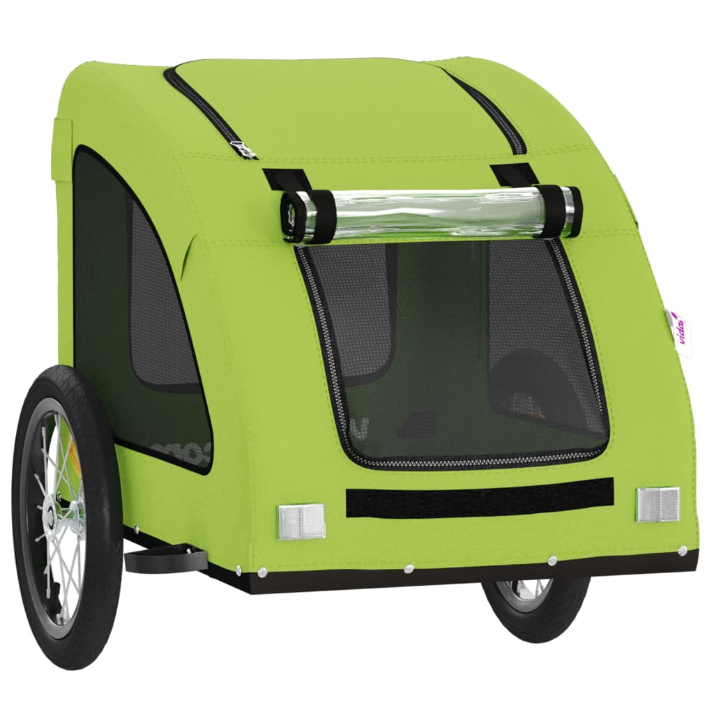 Reboque para cães para bicicletas vidaXL, em ferro e tecido Oxford, verde.