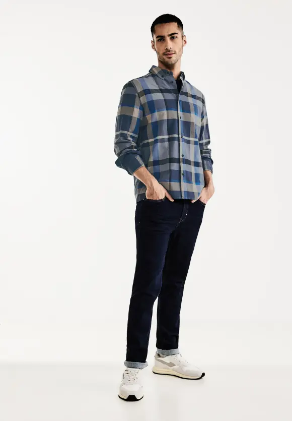 Hemd mit Karo Muster - dust blue