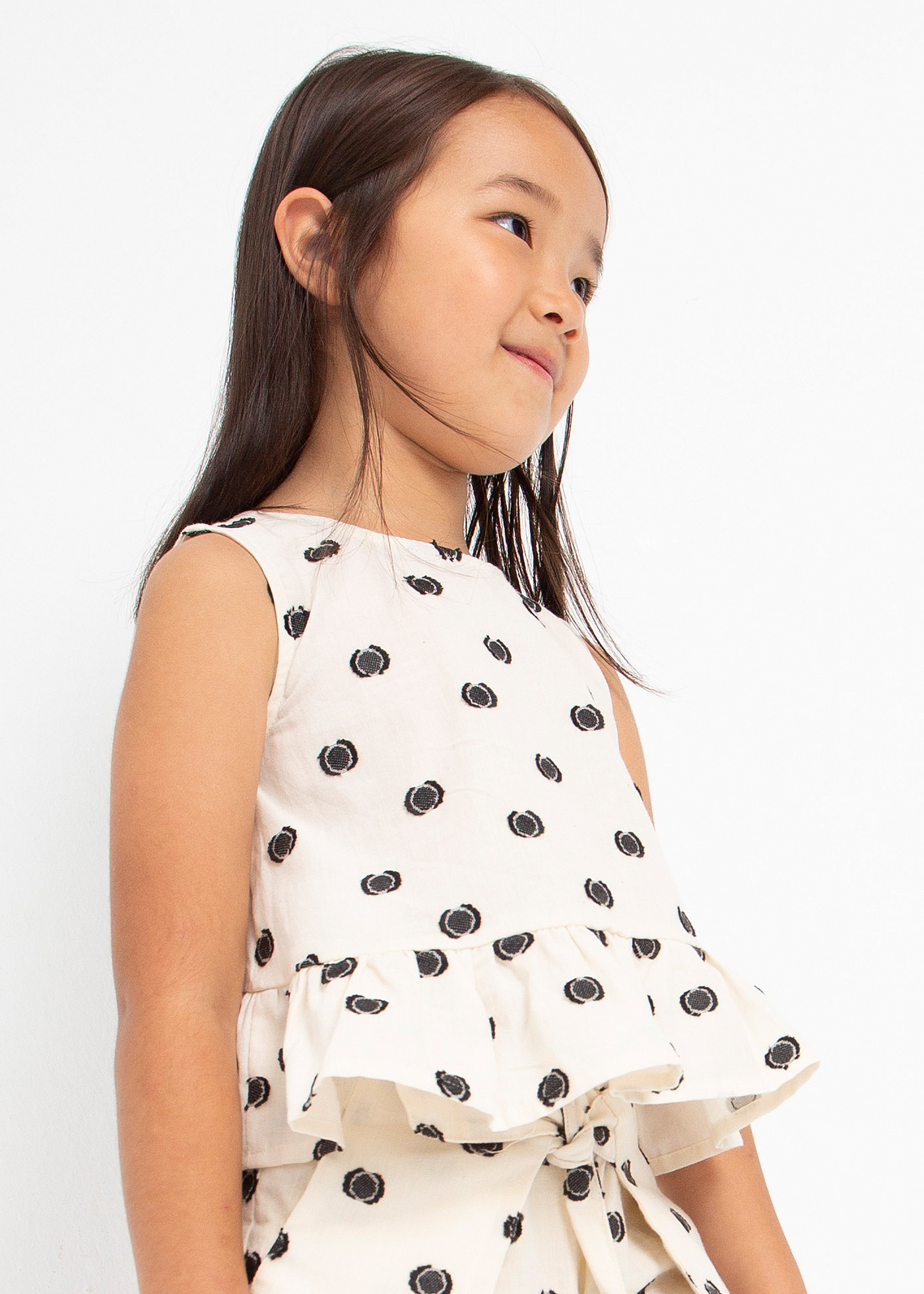 Blusa de algodão estampada sem mangas para meninas