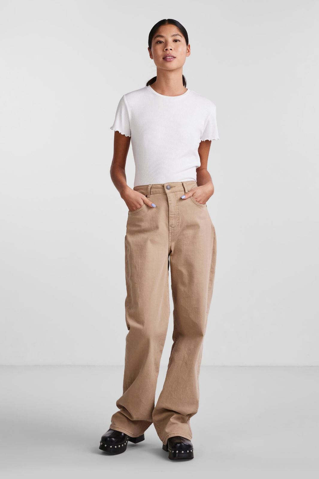 Pieces Pcnicca Ss O-Neck Top bright white