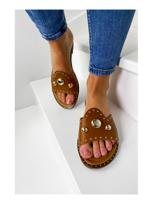 Jeunes et Jolies - Mules Cuir Naples Camel