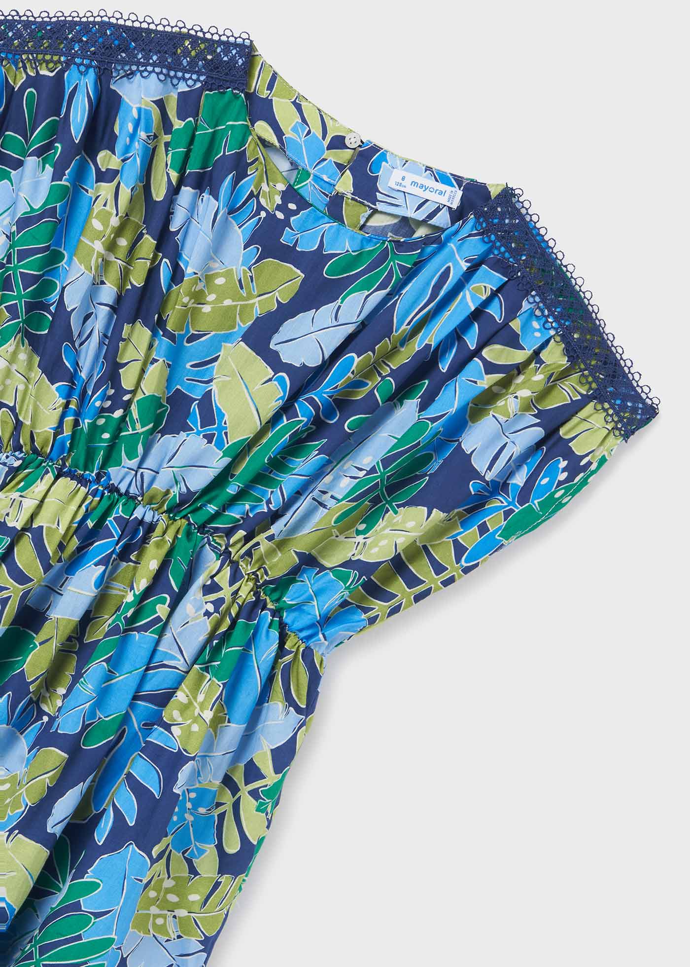 Vestido de algodão estampado para meninas