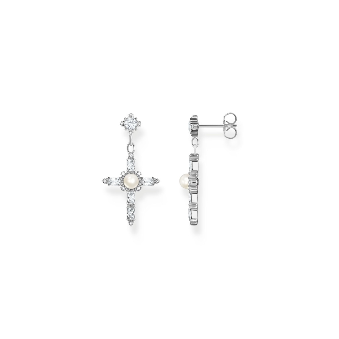 Thomas Sabo True Romance Ohrringe Cross Romance weiss Silber