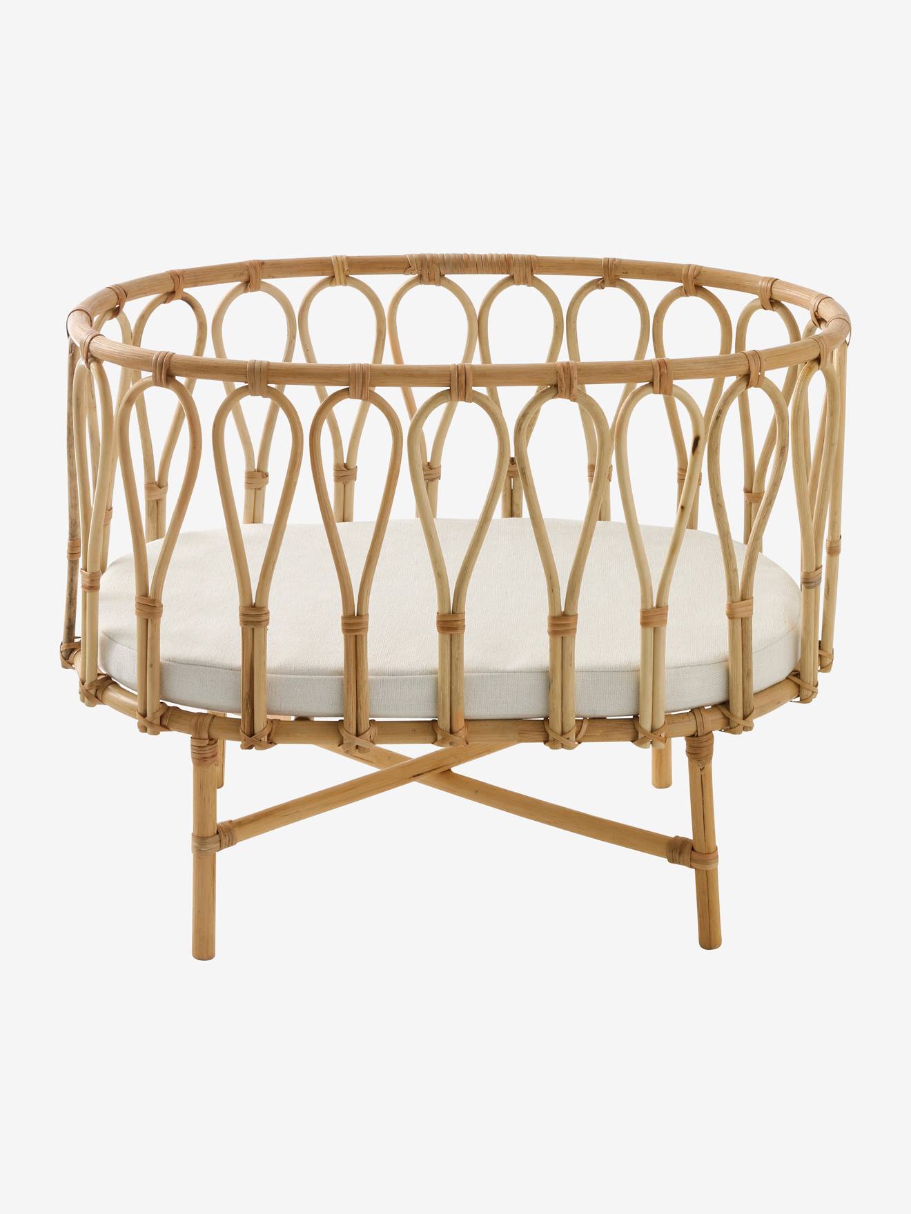 Cama de boneca em rattan bege
