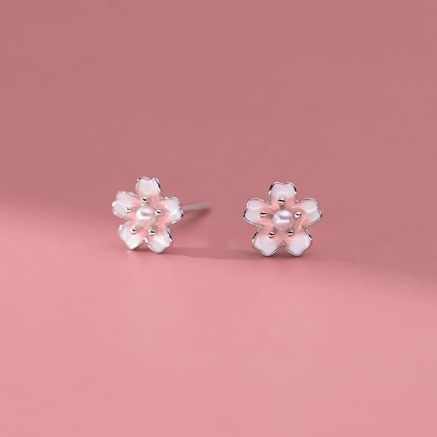 A'ROCH - 925 sterling zilveren bloemvormige nepparel oorbel