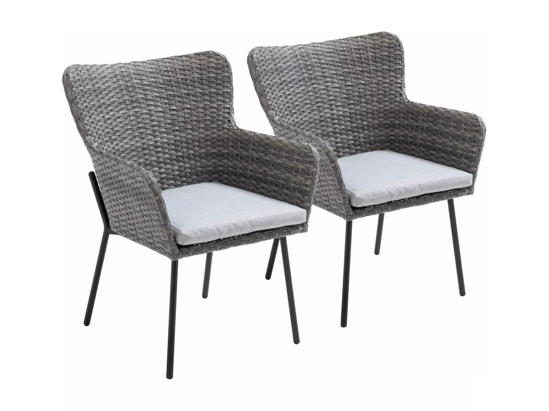Lot de 2 fauteuils de jardin rond en osier