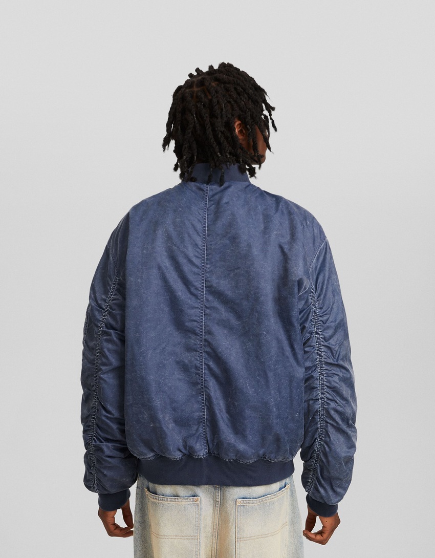 Jaqueta bomber de nylon desbotada