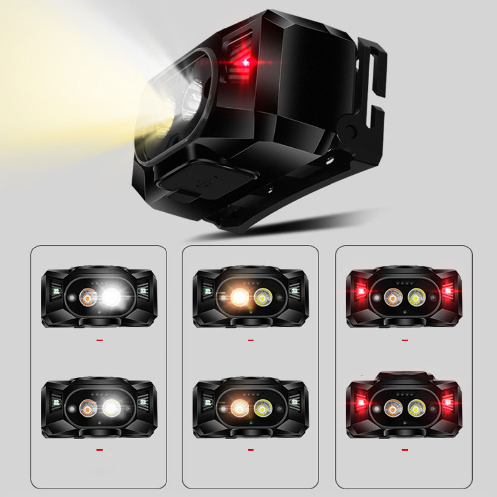 Running Stirnlampe LED Kopflampe mit 6 Leuchtmodis mit Gestensteuerung zum Wandern / Joggen / Radfahren  (1000 Lumen) - Warmweiss / Kaltweiss