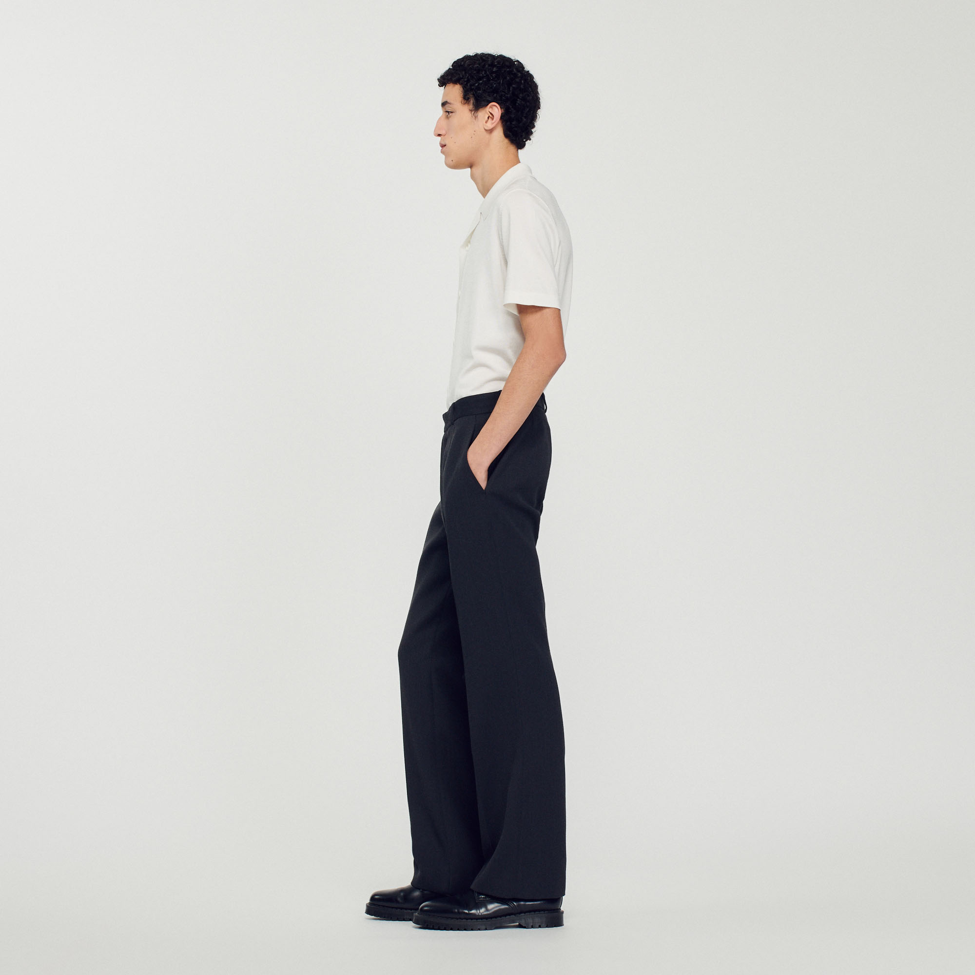 Pantalon en laine melangee