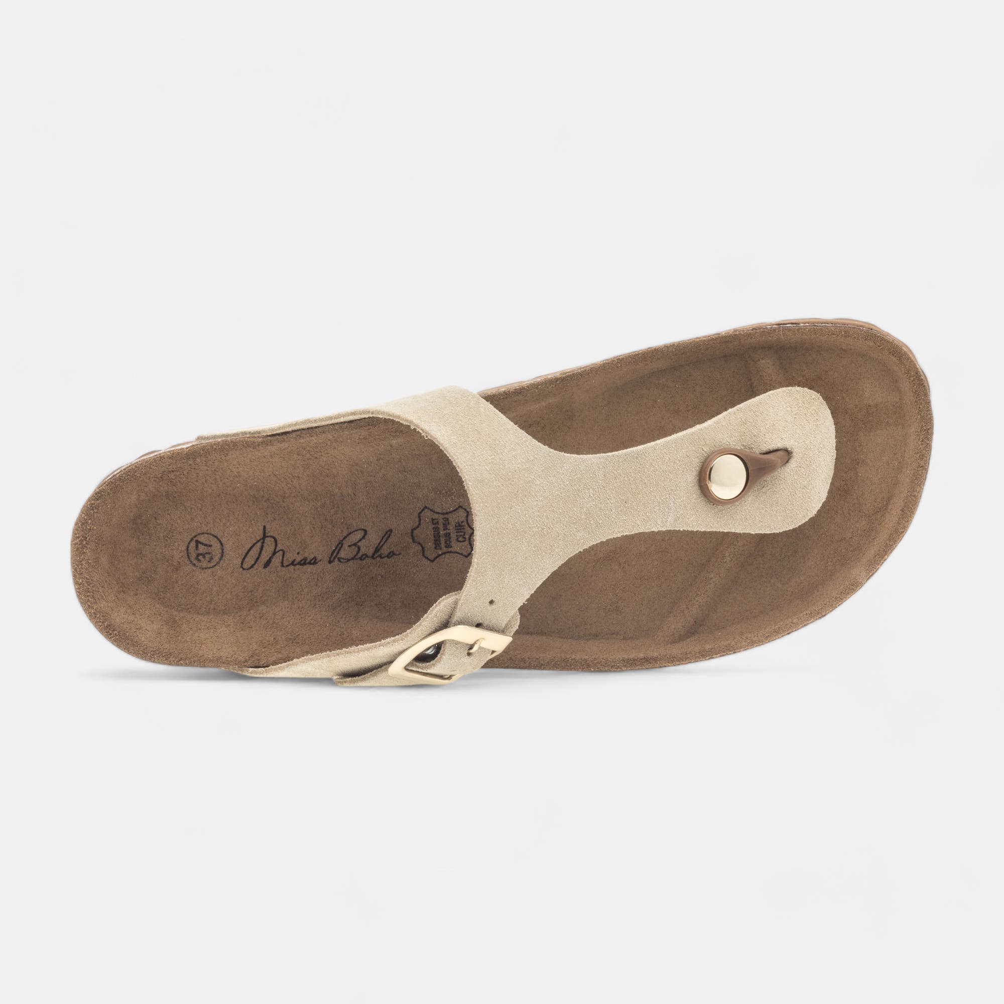 Mules semelle liège Femme en cuir beige