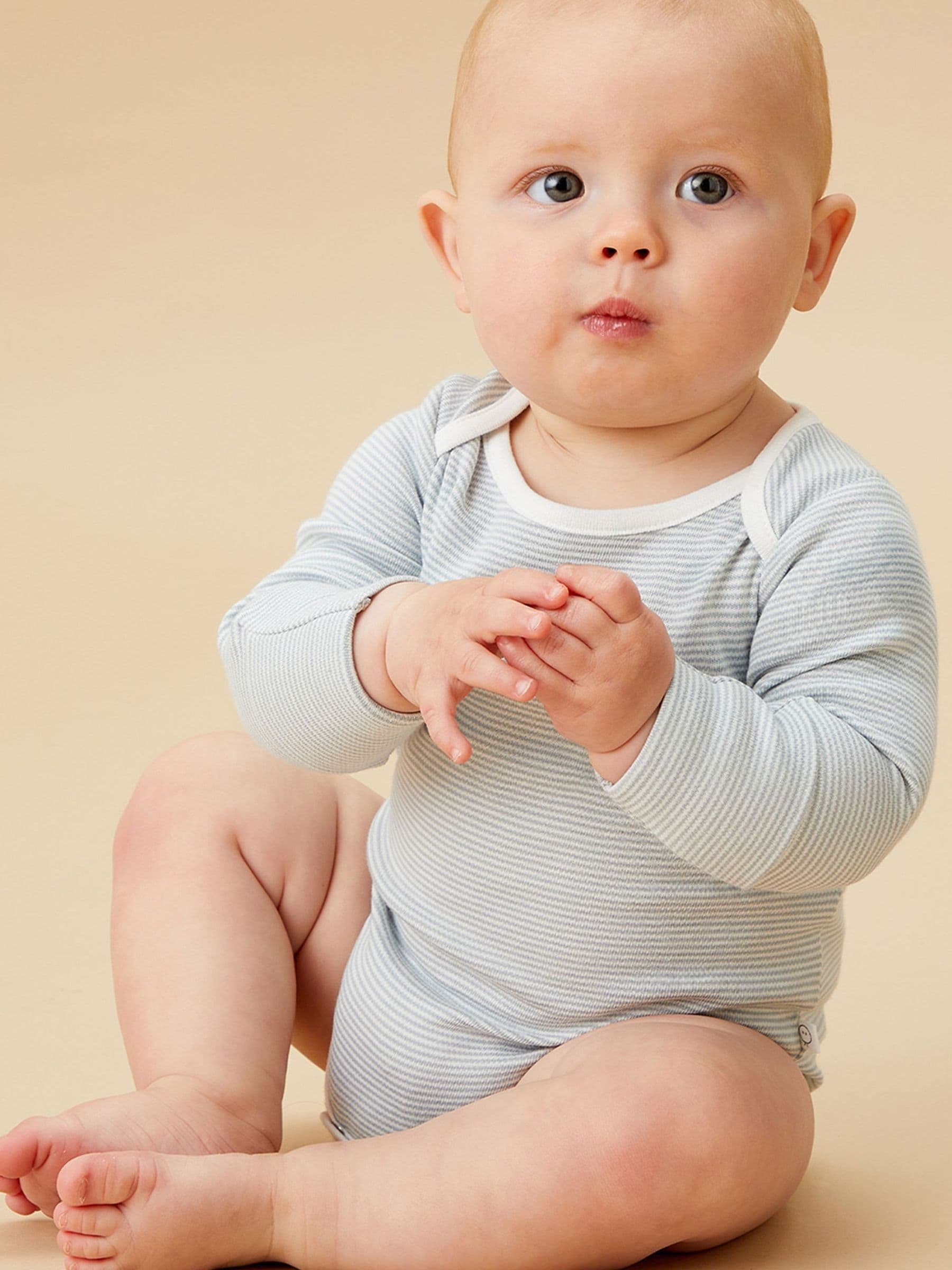 Blauw - MORI Lange Mouw Envelope Hals Bodysuit